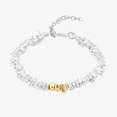 Dual Tone Black Agate Bracelet, Silver Plated