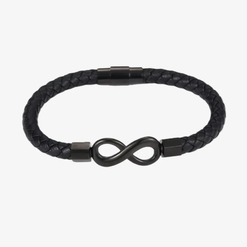 leather bracelet with infinity symbol design