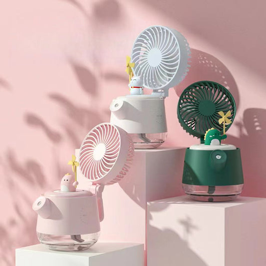 New Cute Kettle Humidifier Fan with Night Light 3 in 1 Gift