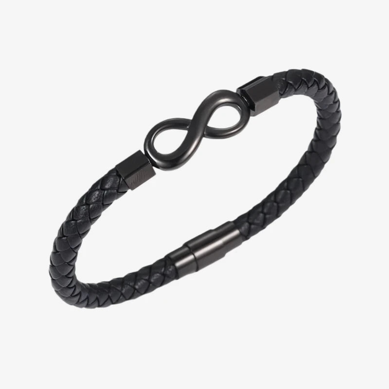 minimalist leather bracelet with infinity symbol