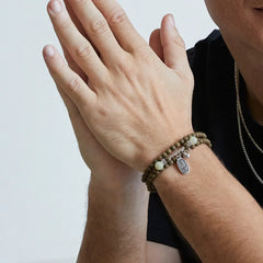 Green Sandalwood Bracelet – Double Wrap Harmony